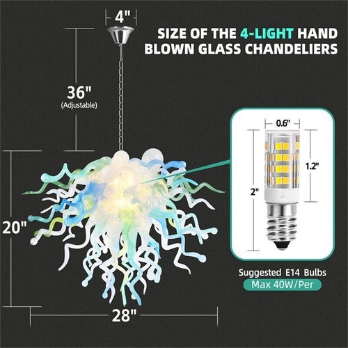 Hand Blown Glass Chandelier Ceiling Light Chandelier Light Fixture LR1261 - Picture 6 of 15