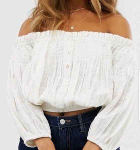 free people one solid smocked top