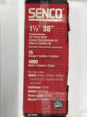 Senco DA17EPBN 1-1/2'' Bright 15-Gauge Angled Finish Nails - 4000 per (TDW026804)