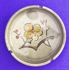 VTG Mid-Century Modern Ceramic Japan Pottery Ashtray Speckled Glaze Flowers SALE