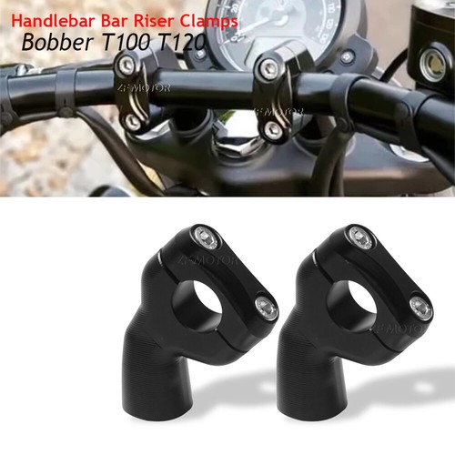 For Triumph Bobber T100 T120 Speed Twin Handlebar Bar Riser Clamps Adapter Black - Picture 2 of 13