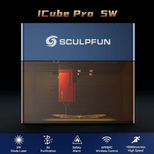 Sculpfun iCube Pro 5W Mini Grabador Láser Cortador Logo Marcador APP Control A7G6 - Imagen 2 de 12