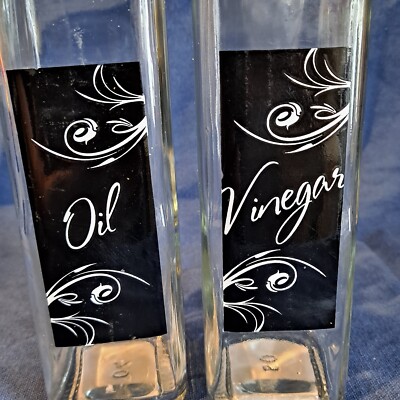 New OIL & VINEGAR GLASS BOTTLE Dispenser Set Metal Pour Spout