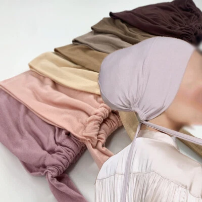Casquette turban extensible musulmane hijab intérieur sous-écharpe islamique bonnet solide modal casquettes - Photo 1/4