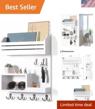 Key Holder for Wall, Wall Mounted Mail Organizer with 6 Metal Key Hooks, Key ...