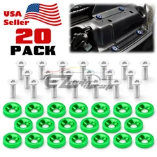20pcs Green Billet Aluminum Fender Bumper Washer Bolt Engine Bay Screw Kit JDM