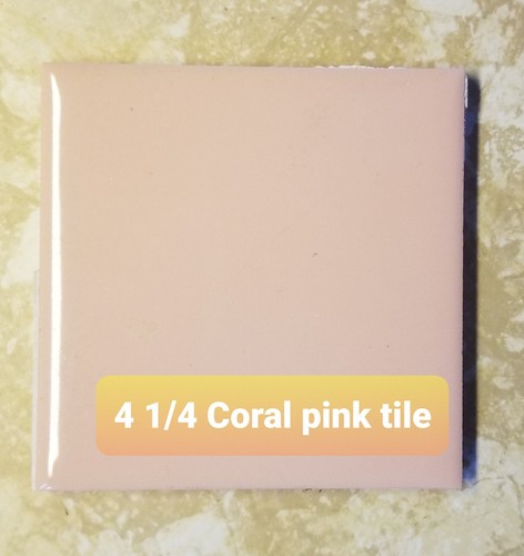 Vintage Romany Spartan Stylon Glossy  USA 4-1/4" Coral Shell pink tile reclaimed