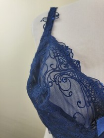 Lise Charmel Women Blue Soir De Venise Bra Size 34E Navy LACE Underwire Full Cup