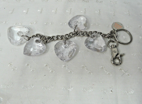 KATHY VAN ZEELAND CINQ COEURS EN CRISTAL TON ARGENT SAC À MAIN BRELOQUE BAGAGE - Photo 2/3