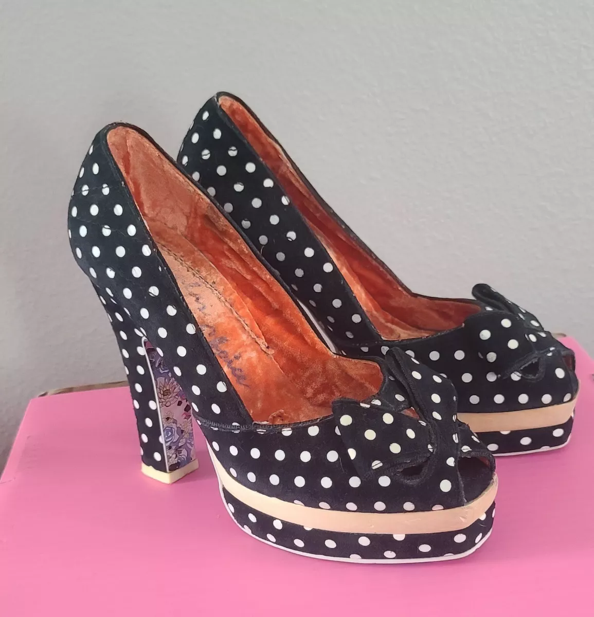 Polka dot peep toe best sale heels
