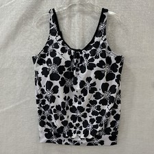 Tankini Floral Swimsuit Top Women XL Built In Bra Swimwear Black Bathing Suits