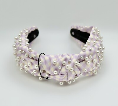Lele Sadoughi Stoney Clover Lane Lavender Multi Pearl Purple Gingham Headband Lele Sadoughi Stoney Clover Lane Lavender Multi Pearl Purple  main image 3