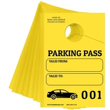 Parking Permit Hang Tag (001-500 Numbered) - Pass Hangtags for Parking Lot - ...