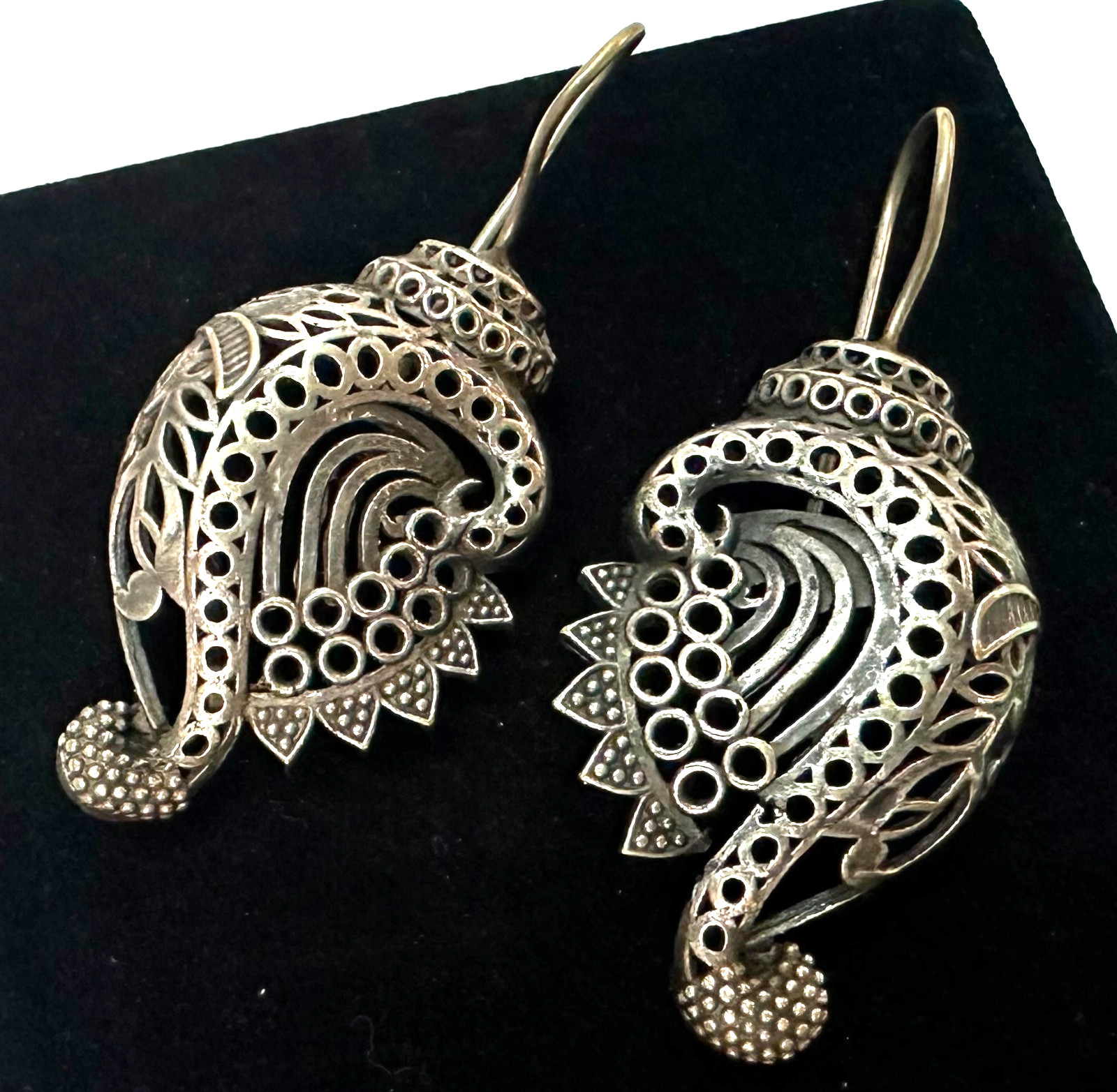 Vtg Filigree Sea Shell Silver Tone Pierced Earrings Jewelry Lot N