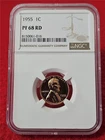 1955 LINCOLN WHEAT BACK PENNY    NGC PF 68 RD                           #T0602