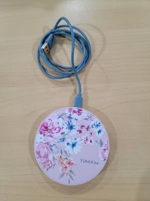 YUMI KIM Qi Floral Wireless Charging Pad w/ 3 ft Micro-USB Cable, Blue/Pink