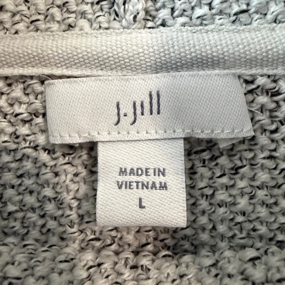 Túnica suéter de punto de gran tamaño J.Jill - Talla L - Gris y azul marino - Cuello capucha Foto 3 de 4