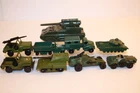 Nine 1950s-1970s Matchbox Lesney/ Hot Wheels / Midgetoy Army Military Vehicles