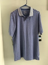 NWT Nike Dri Fit Golf Heathered Blue Stripe Standard Fit Men's Polo Shirt Medium