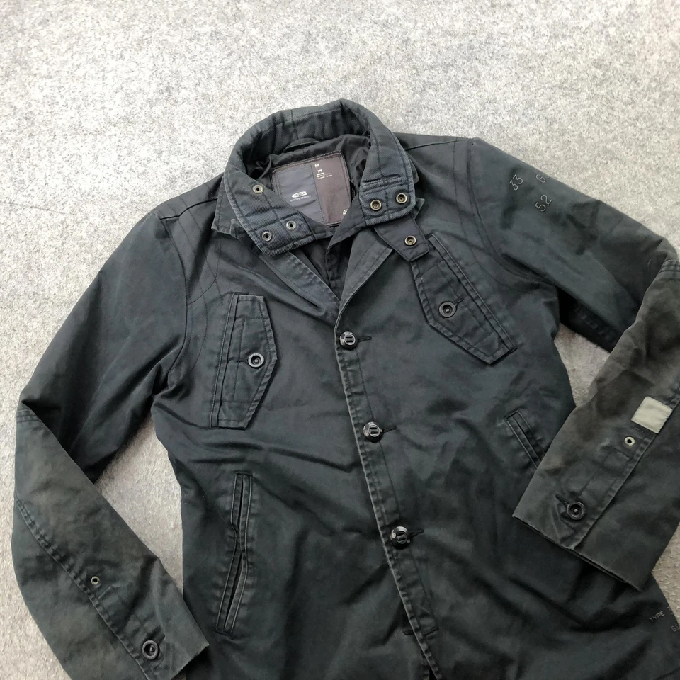 Chaqueta G-Star Raw Para Hombre Mediana Negra Tipo 3301 Utilidad Abrigo de Campo Lona Militar Foto 3 de 4