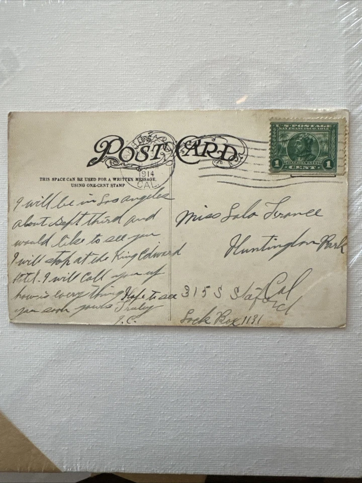 Rare 1914 Post Card With 1 Cent Green Balboa 1513 Stamp - Image 4 of 4