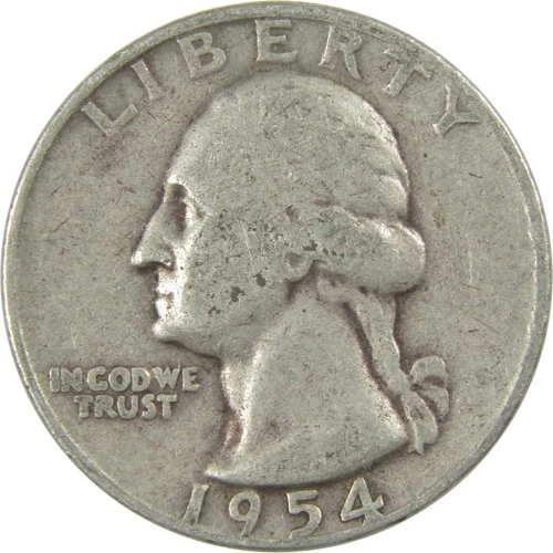 1954 D Washington Quarter VG Very Good Silver 25c Coin