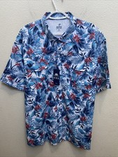 IZOD Saltwater Mens 2XL Blue Woven Short Slee...