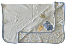 Carter's Child of Mine Baby Blanket Blue Tiger Frog Hippo 100 Cotton Reversible