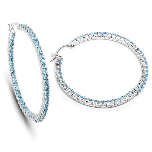 Ohrringe 3,60 Karat echter Schweizer Blautopas 0,925 Sterlingsilber - Bild 13 von 14