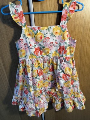Blueberi Boulevard Fit & Flare Floral Cotton Dress Sleeveless 4T Knee Multicolor