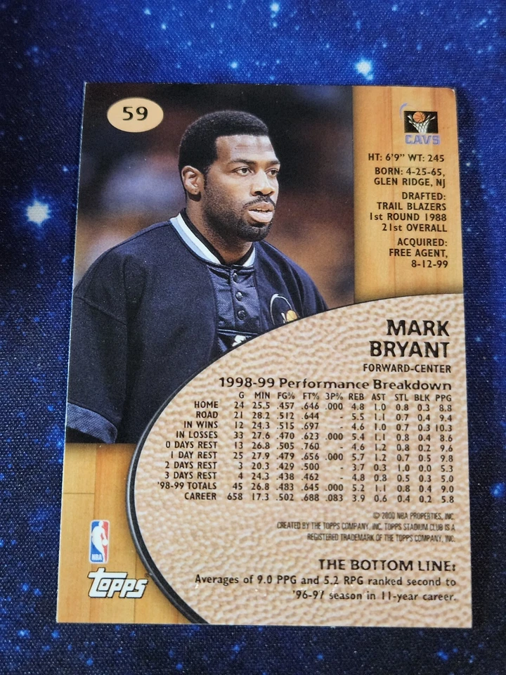 1999-00 Stadium Club #59 Mark Bryant Cleveland Cavaliers - Image 2 of 2