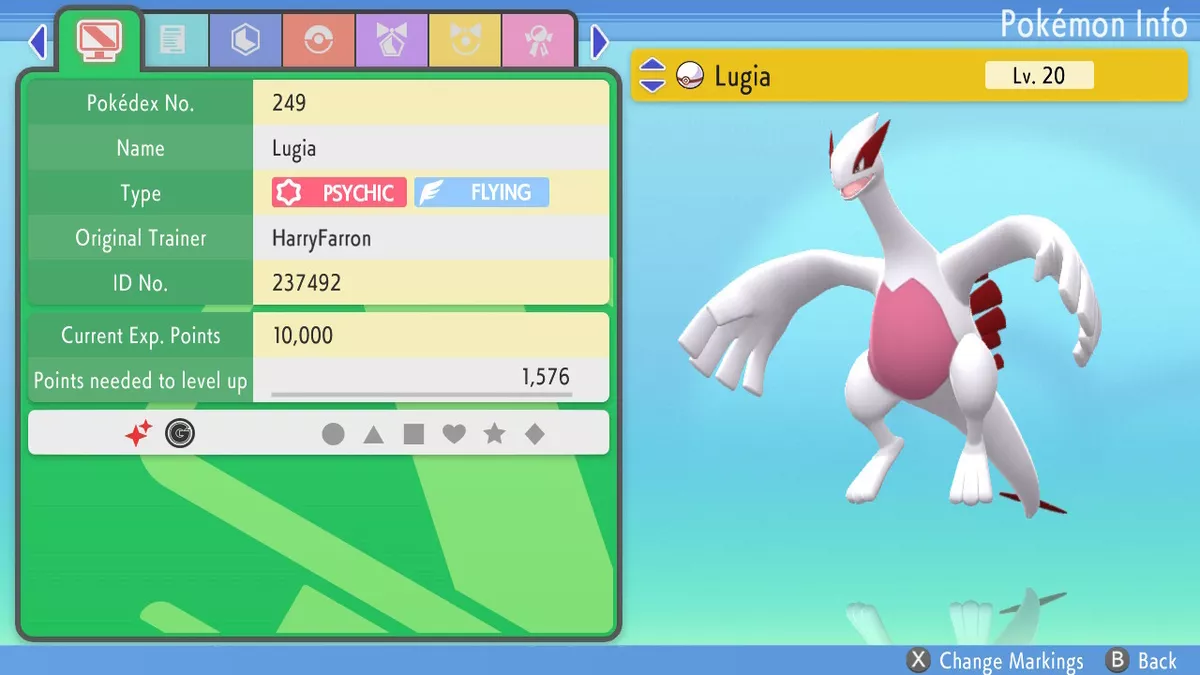 Shiny LUGIA 6IV / Pokemon Brilliant Diamond and Shining Pearl