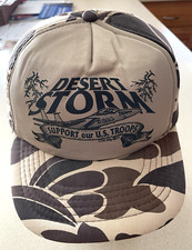 VTG Desert Storm Support Our U.S. Troops Hat Adjustable Cap Camo Snapback 1991