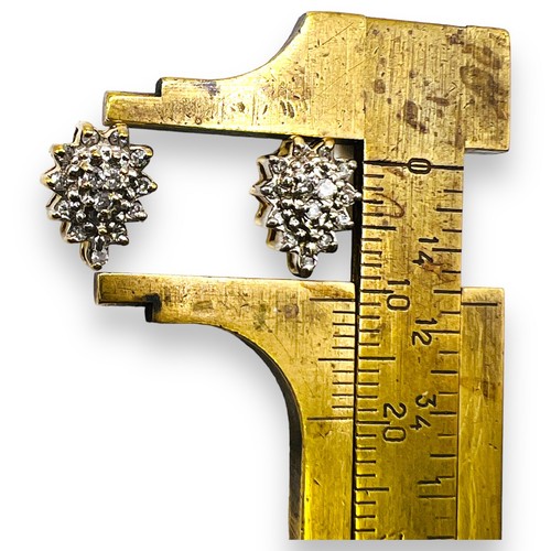 .25ct Natural Diamond Cluster 14k Gold Stud Post Earrings - Picture 5 of 6