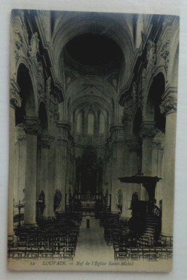 ca1900 KARTE;BELGIEN;LOUVAIN;NEF DE L'EGLISE SAINT MICHEL;SCHIFF;KELLZ