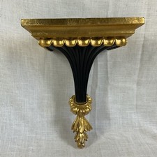 Fluted Ornate Gold Leaf Black Gold Wall Sconc...