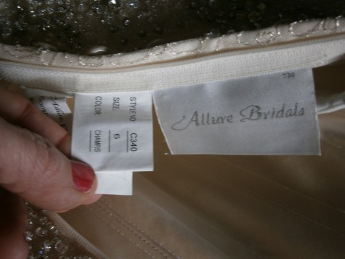 Allure Bridals C340 Wedding Dress 6 Champagne Organza Beaded Rosettes Ballgown - Picture 7 of 11