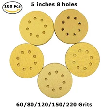 60 80 120 150 220 Grit 5" Sanding Discs Orbital Sander Paper Sheet Hook Loop Pad