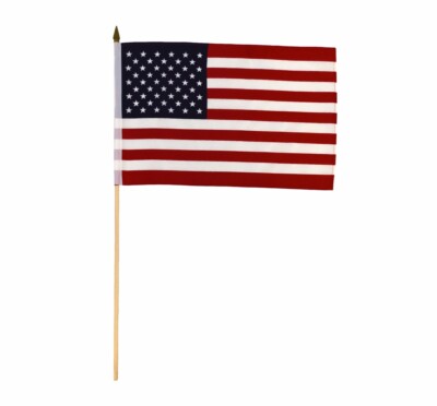 1 Dozen Grave Marker USA Stick 12x18in Flag USA  American Stick Flag USA Flag