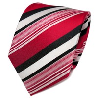 Tigertie Designer Seidenkrawatte Rot Anthrazit Weiß Gestreift - Krawatte Seide
