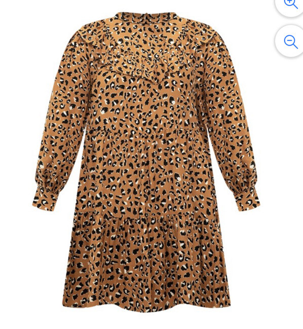 ELOQUII Elements Plus Size Cheetah /LeopardPrint Ruffle Yoke