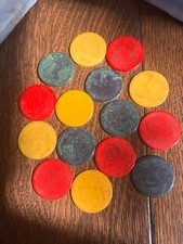 15 Catalin Poker Chips Apricot YELLOW, GREEN, RED Swirl Semi-translucent 1.5"