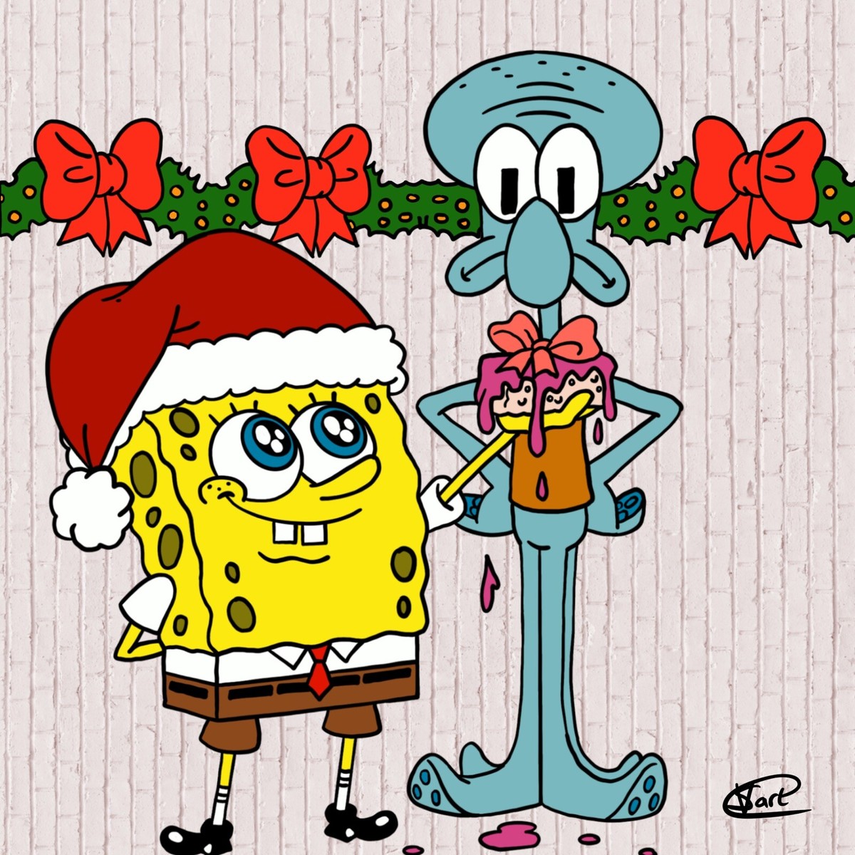 A3 Limited Edition VSArt “Spongebob Christmas” Digital Print