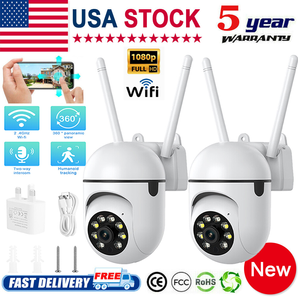 2 Pcs 1080P WiFi 2 Way Audio CCTV Outdoor Security Camera PT IP Wireless Cameras