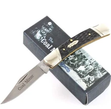 Rough Rider Black Bone Coal Miner Lockback Pocket Knife RR761 Clip Folding Blade