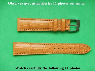 Bracelet De Montre En Cuir De Crocodile Véritable - Marron Ocre - Largeur 20/16mm - Fait Main En France