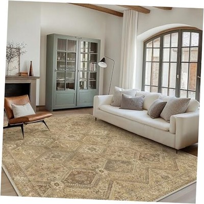 5X7 Area Rug, Machine Washable, Large Ultra 7' x 5' (Rectangular) Nut Brown