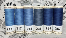 6 NEW blue colors GUTERMANN 100 polyester sew-all thread 110 yard Spools