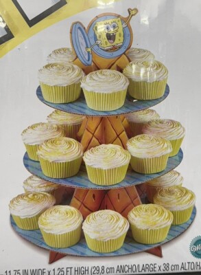 Sponge Bob 24 Cupcake Stand Holder 3 Tiered Wilton Nickelodeon Party, 1.25' Tall