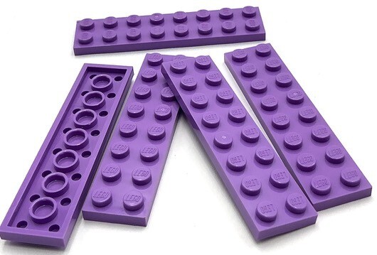 Lego 5 New Medium Lavender Plates 2 x 8 Stud Parts